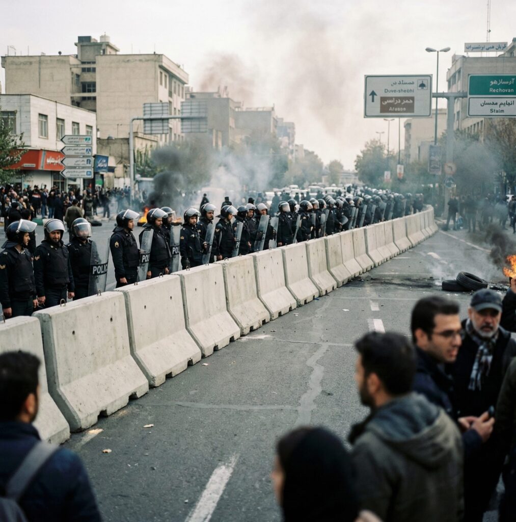 محاصره خیابان‌های اهواز با مانع‌های بتنی؛ و بازداشت معلمان در محمره (خرمشهر)